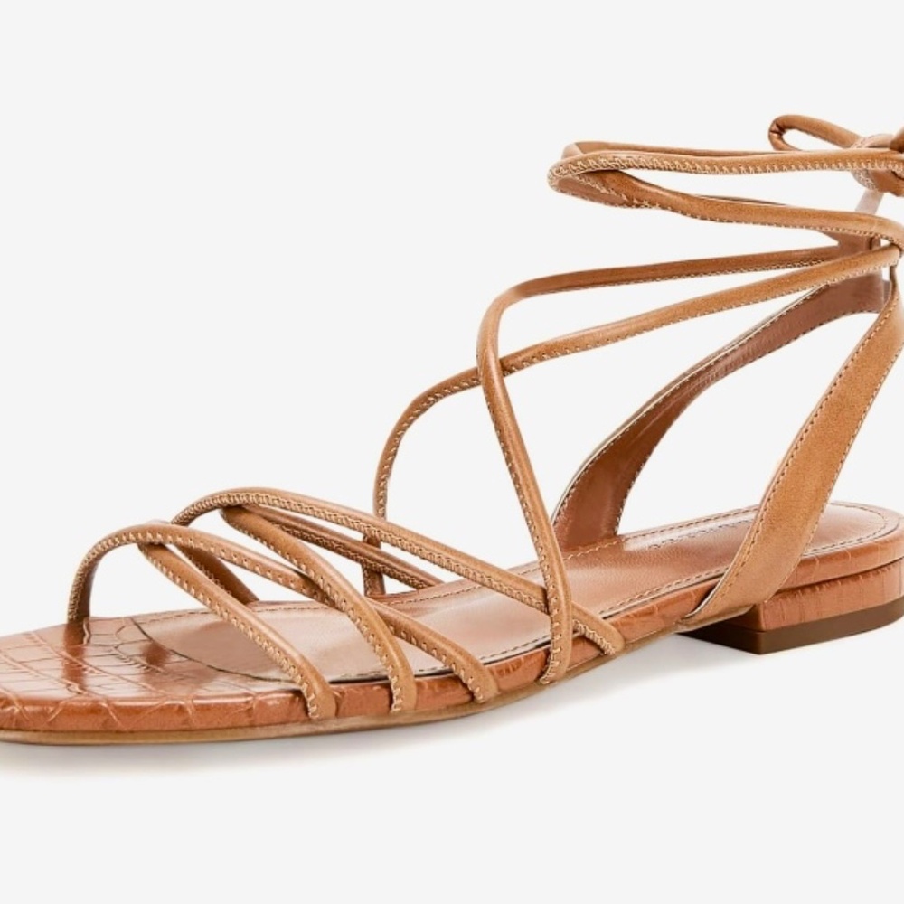 Ermonn Lace-up Flat Sandals Strappy Open Toe Slingback Criss Cross~Size 71/2